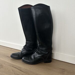 Ariat Tall Lace Up Black Leather Riding Boot, Size 9 Women's Style #55101